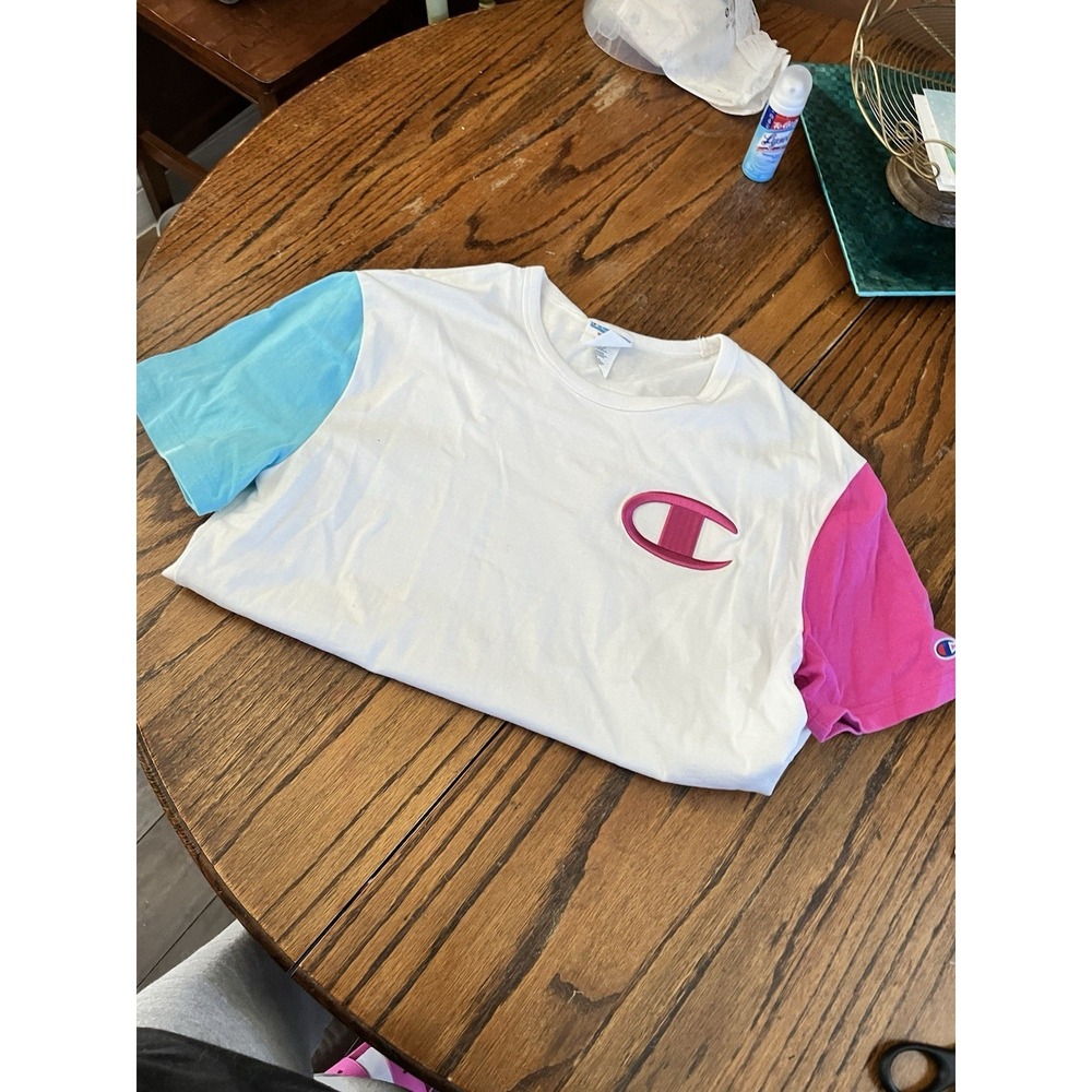 Vintage Champion Outfit 2 Tone Colorblock Hot Pink And Turquoise Reverse Weave